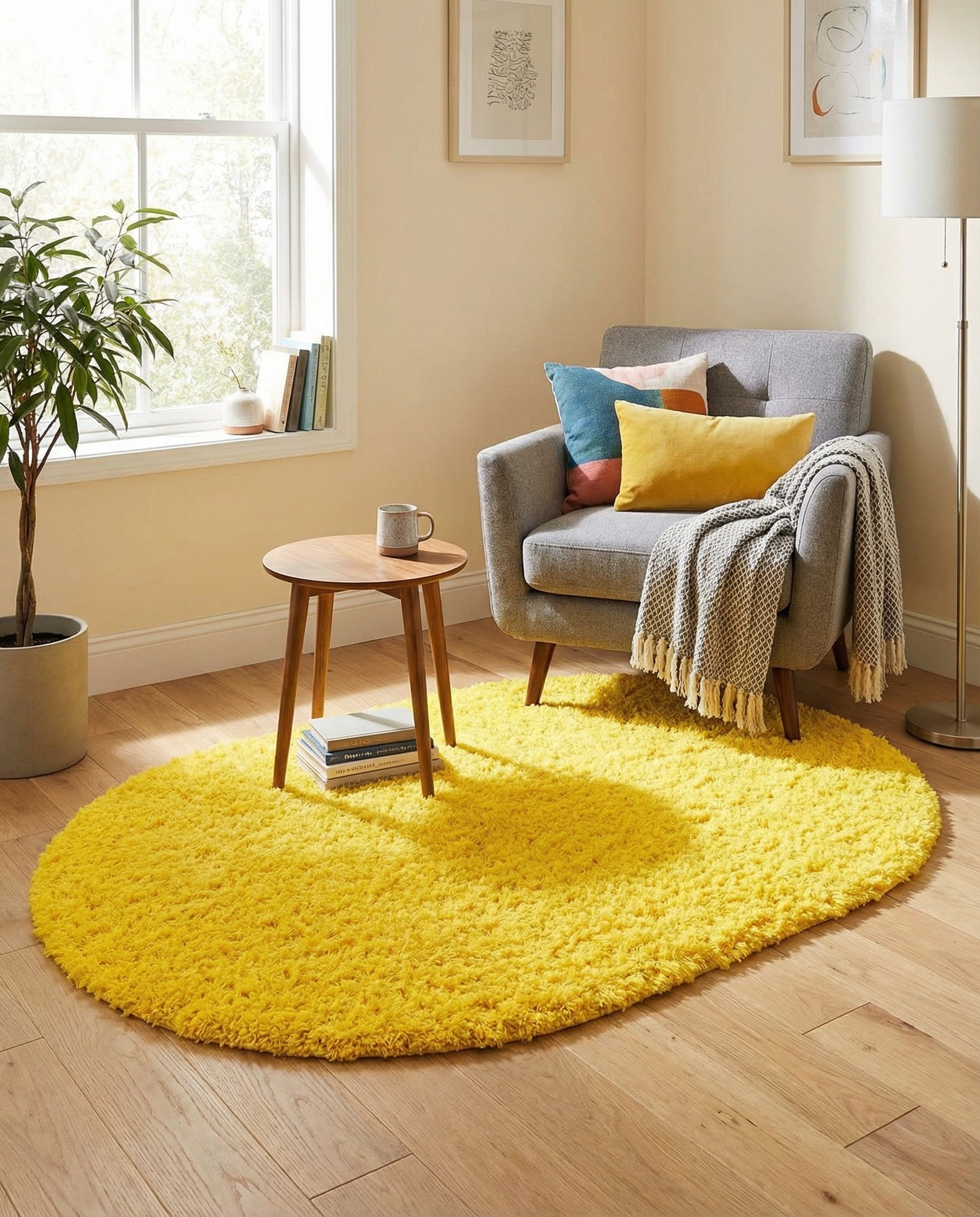 3' x 5' 3 Solid Shag Oval Rug