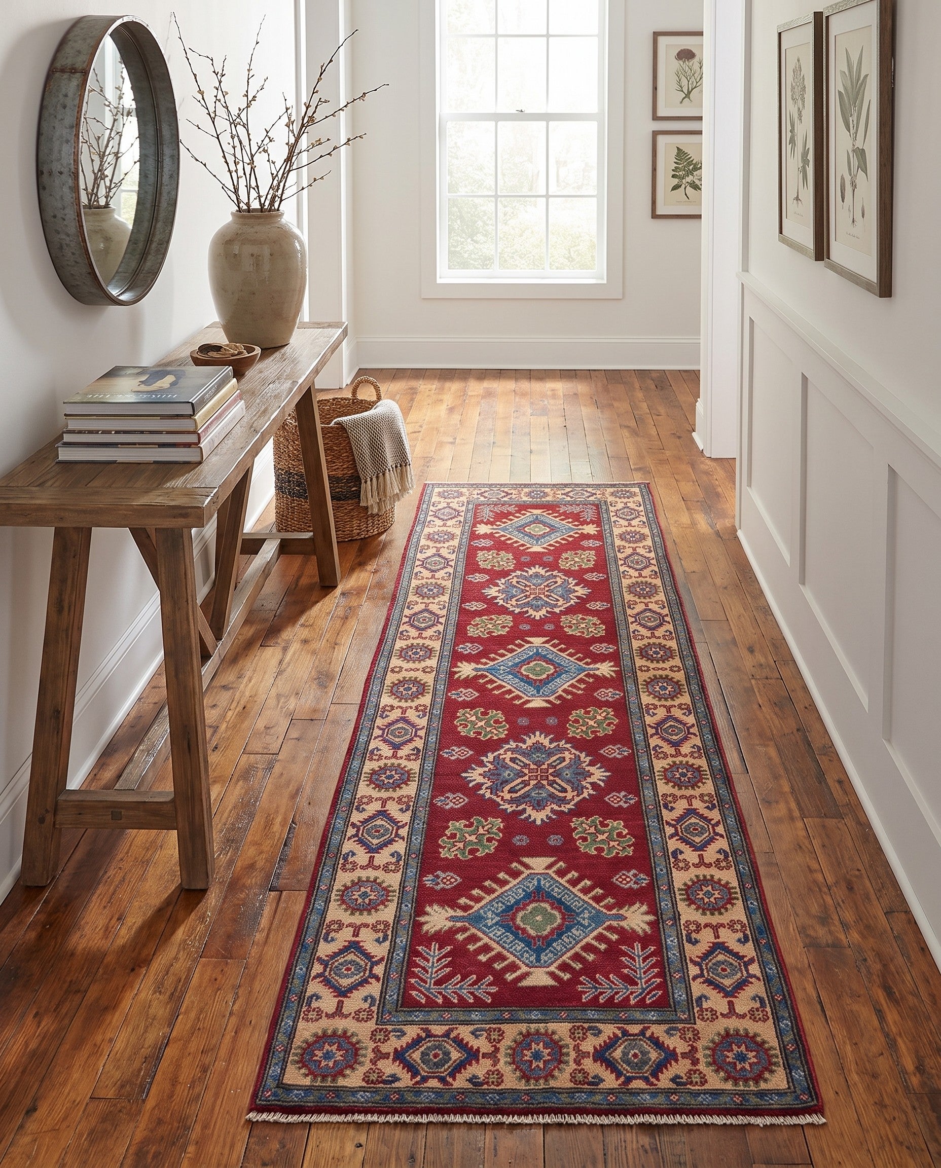 80cm x 240cm Hand Knotted Kazak Runner Rug