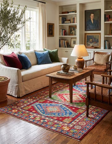 4' x 6' 1 Hand Knotted Kazak Rug
