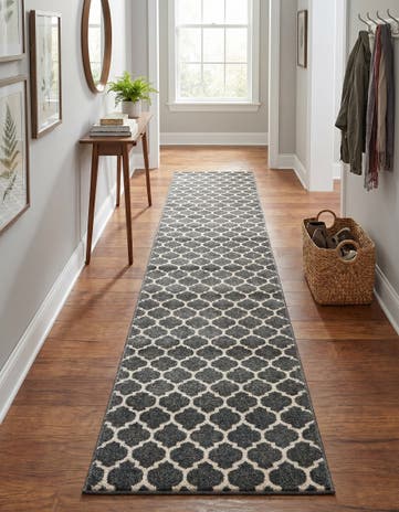Black Lattice Runner Rug