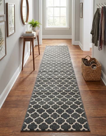 Black Lattice Runner Rug