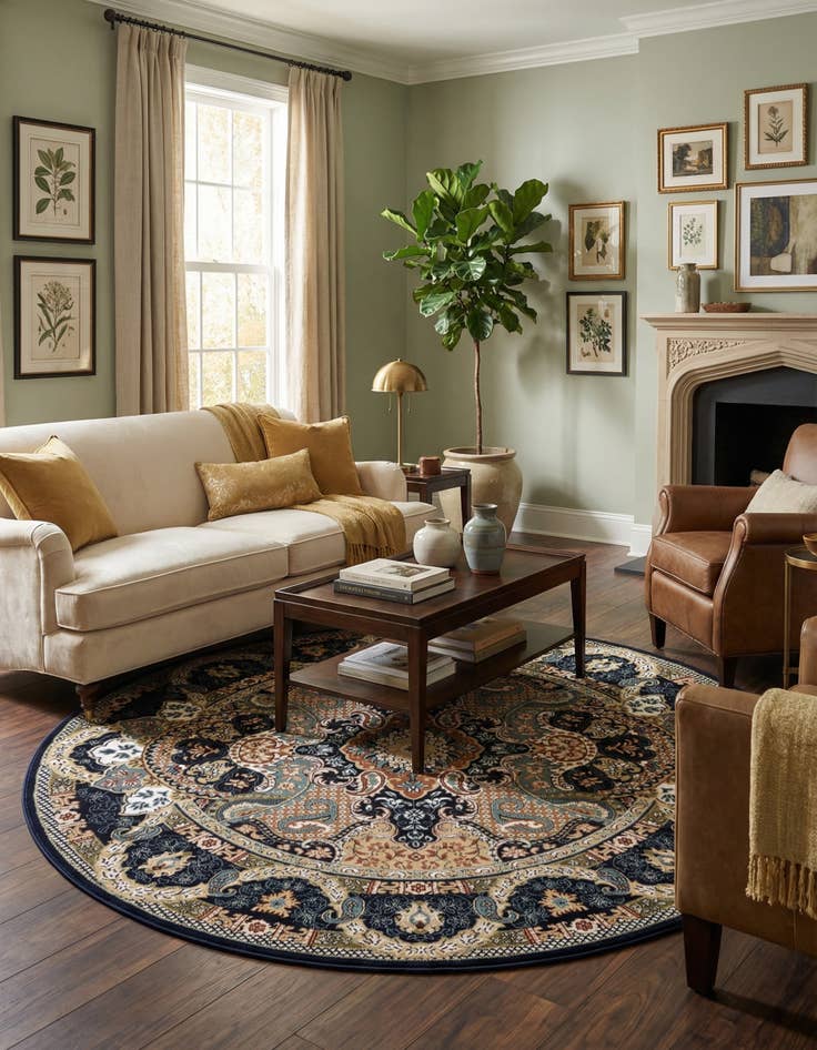 Detail image of 6' 1 x 6' 1 Nain Design Round Rug