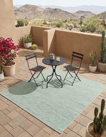 Palm Green Easy-Clean Jill Zarin Palm Springs Indoor / Outdoor Square Rug