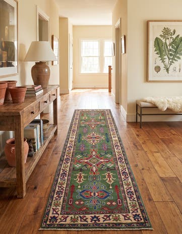 2' 8 x 9' 9 Hand Knotted Kazak Runner Rug