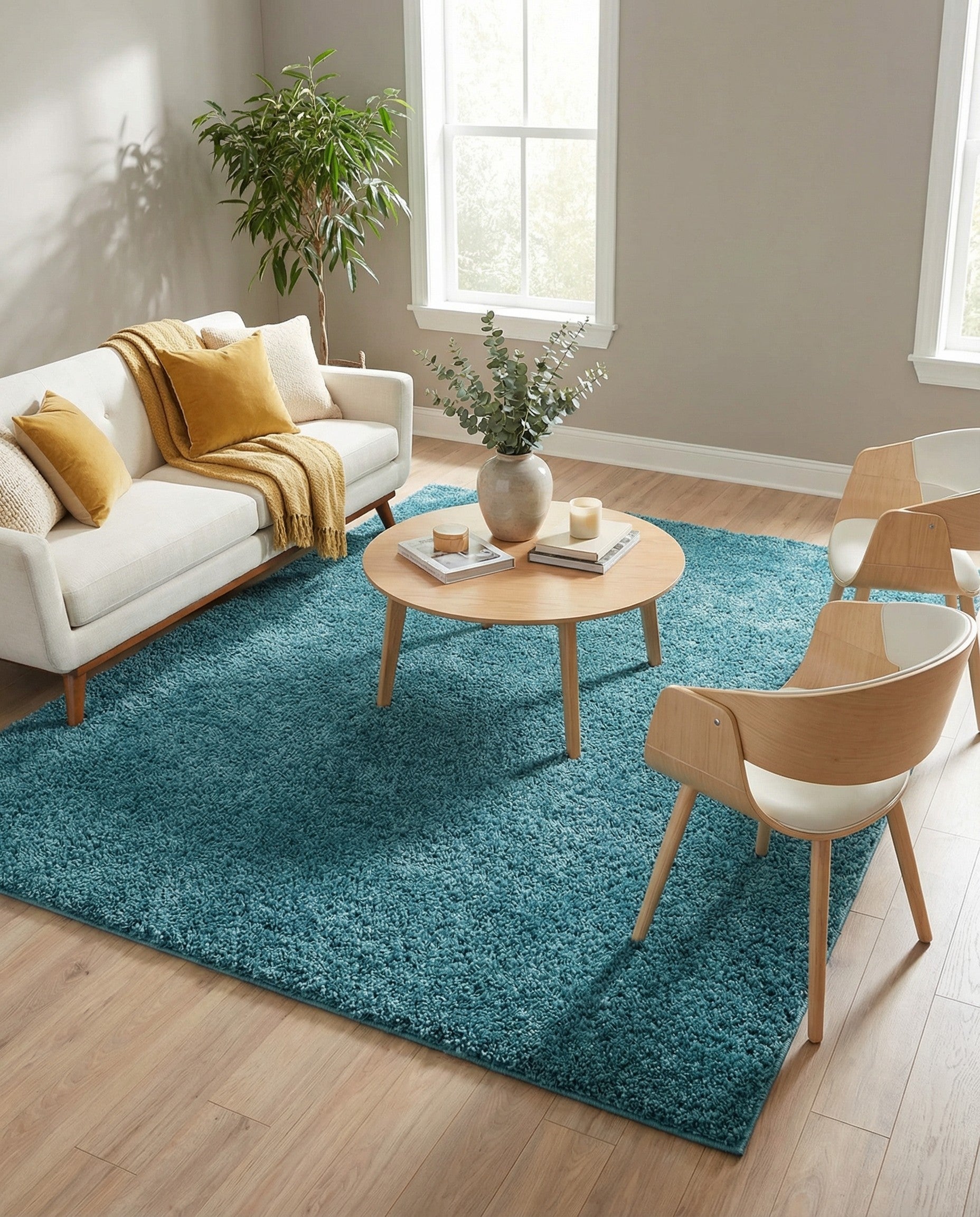 8' x 8' Soft Solid Shag Square Rug