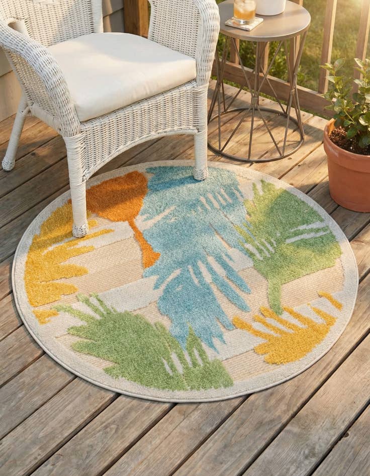 Detail image of 3' 3 x 3' 3  Washable Aruba Indoor / Outdoor Round Rug