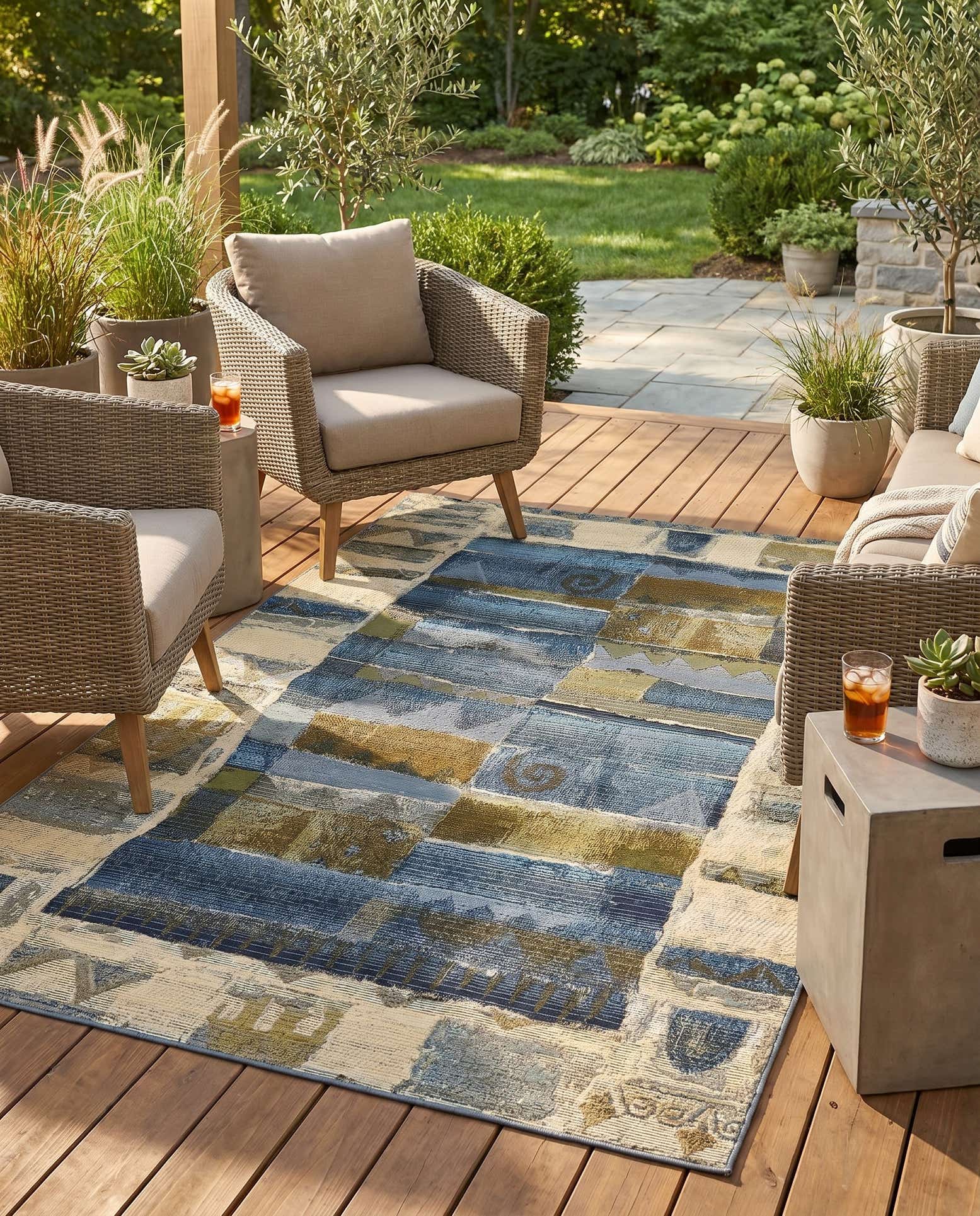 5' 3 x 8' Easy-Clean Modern Indoor / Outdoor Rug