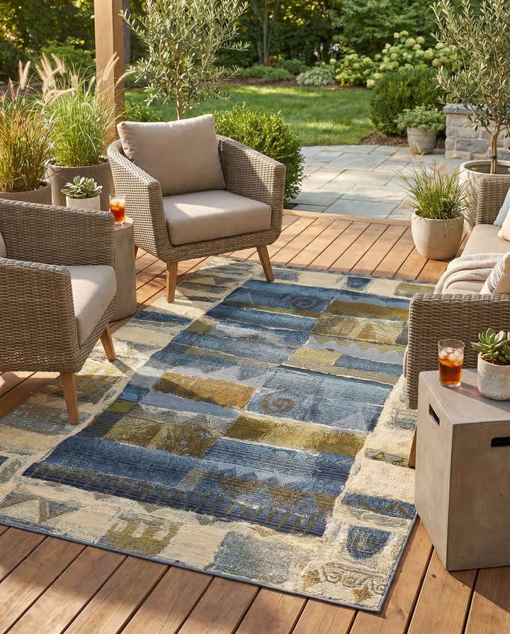 5' 3 x 8' Easy-Clean Modern Indoor / Outdoor Rug