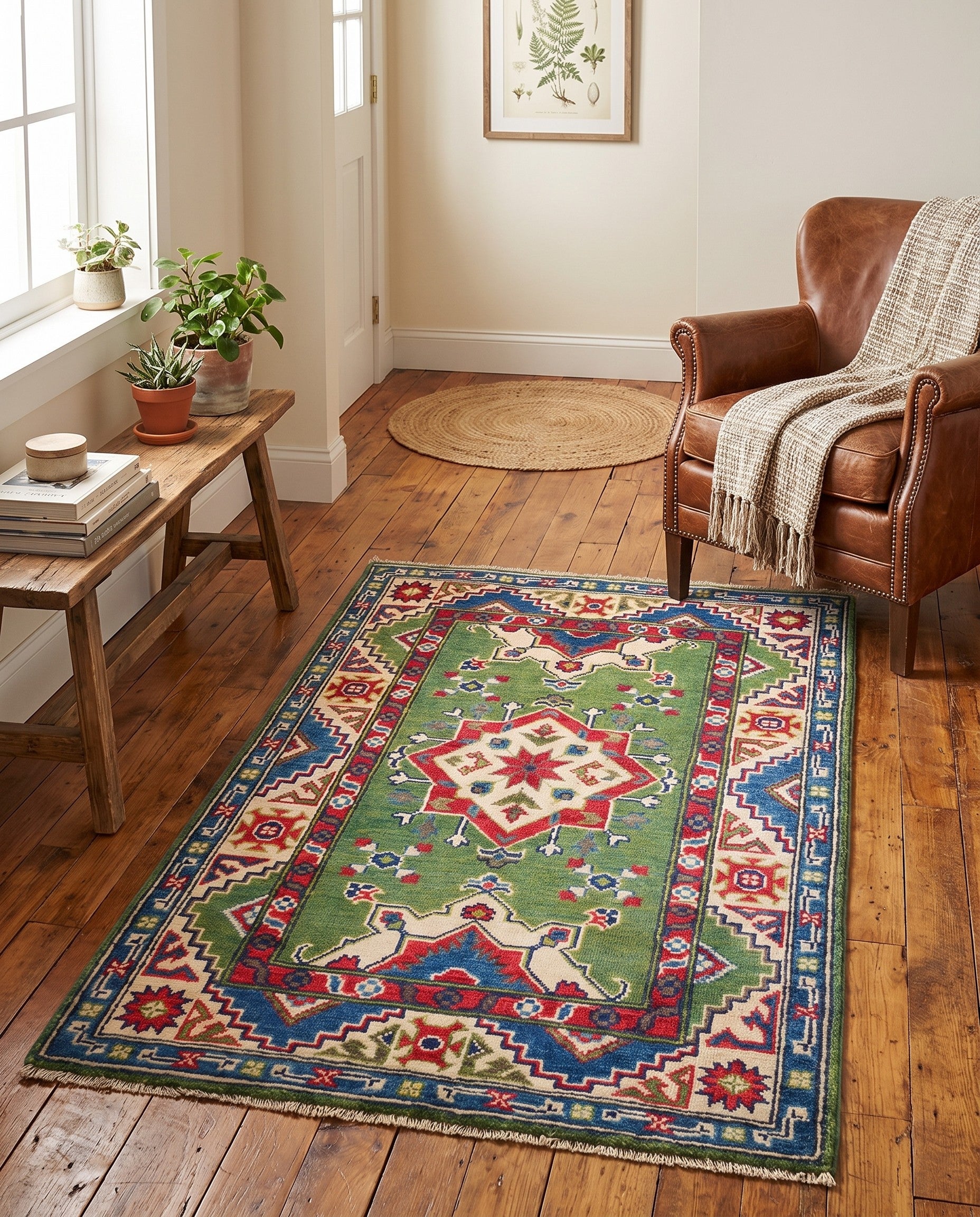 2' 9 x 4' 3 Hand Knotted Kazak Rug