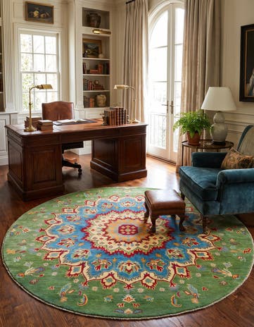 6' 5 x 6' 6 Hand Knotted Kazak Round Rug