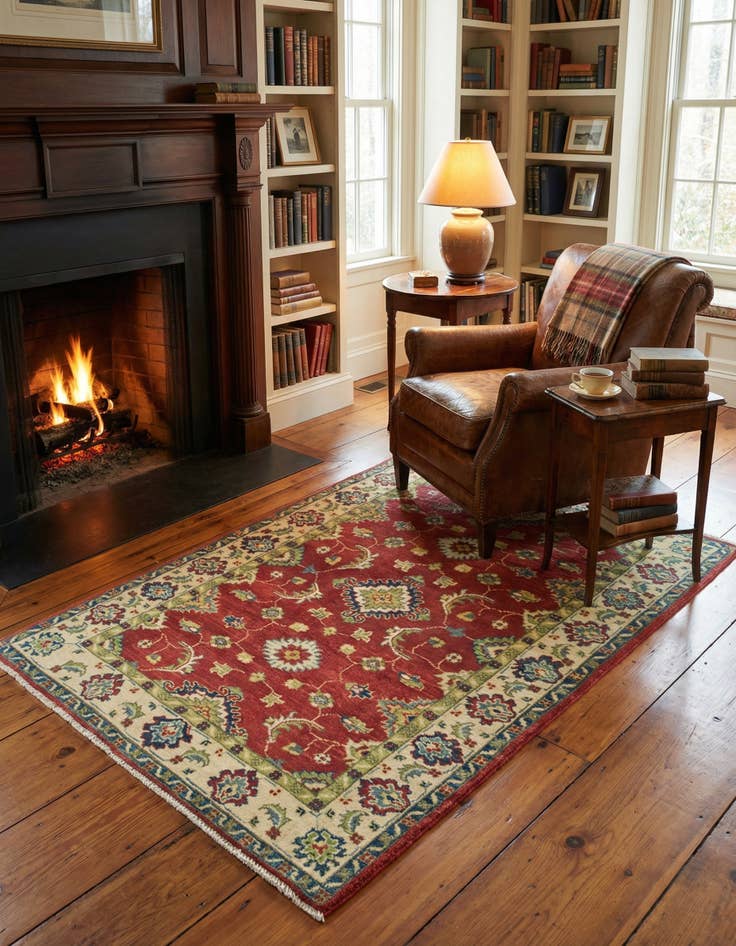 Detail image of 3' 2 x 4' 7 Hand Knotted Kazak Rug