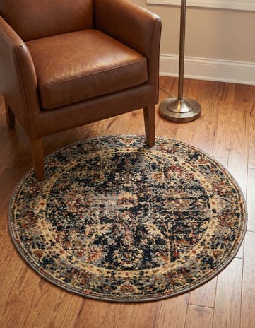 Black Saturn Round Rug
