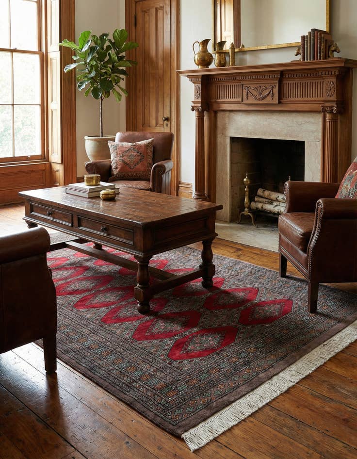 Detail image of 4' x 6' 1 Hand Knotted Bokhara Oriental Wool Rug