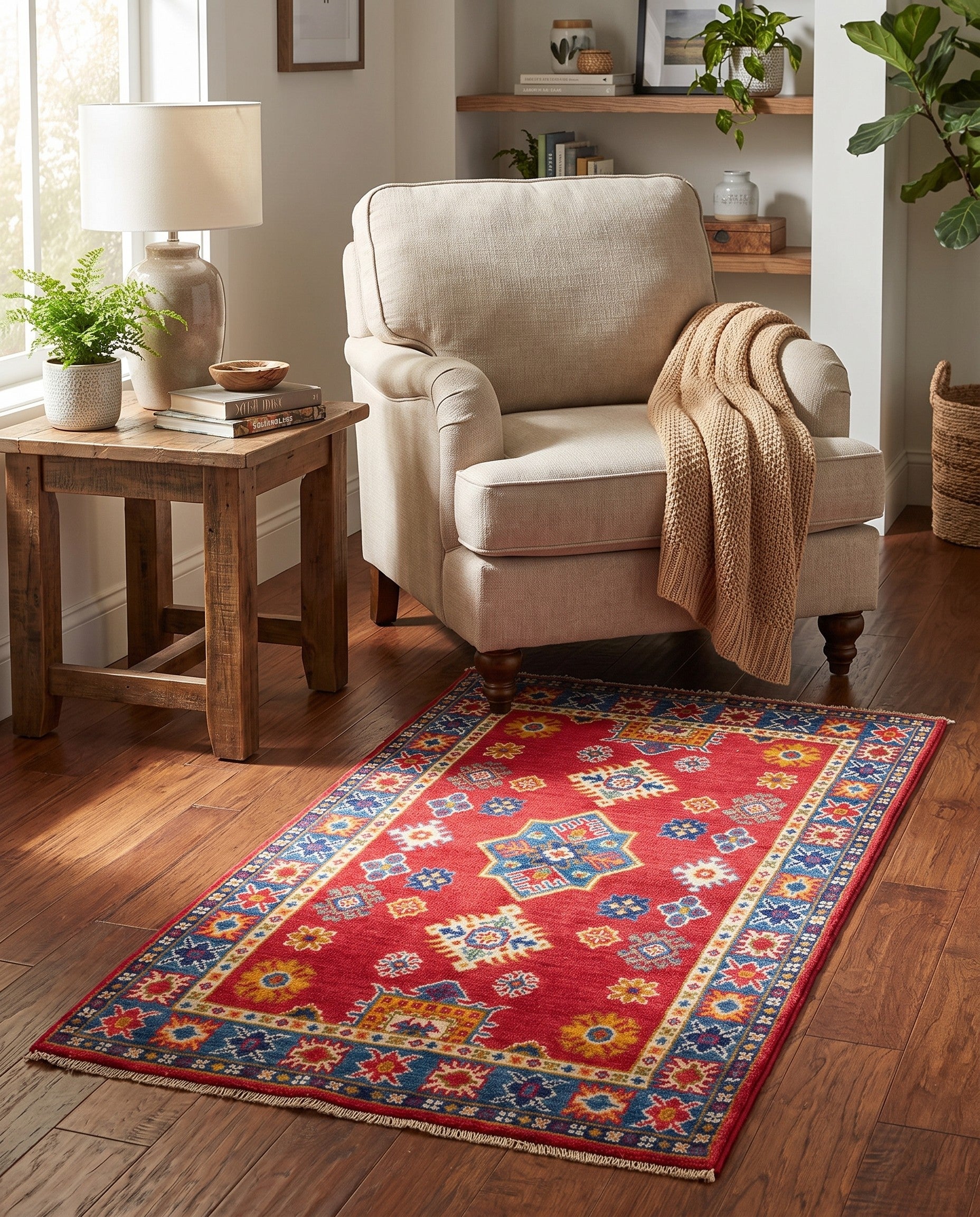 2' 6 x 4' 4 Hand Knotted Kazak Rug