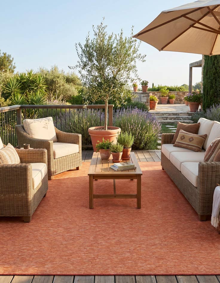 Detail image of 10' 2 x 10' 2 Easy-Clean Solid Indoor / Outdoor Square Rug