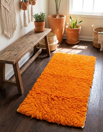 2' 4 x 4' 4 Hand Knotted Moroccan Wool Runner Rug