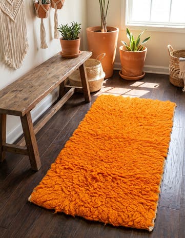 2' 4 x 4' 4 Hand Knotted Moroccan Wool Runner Rug