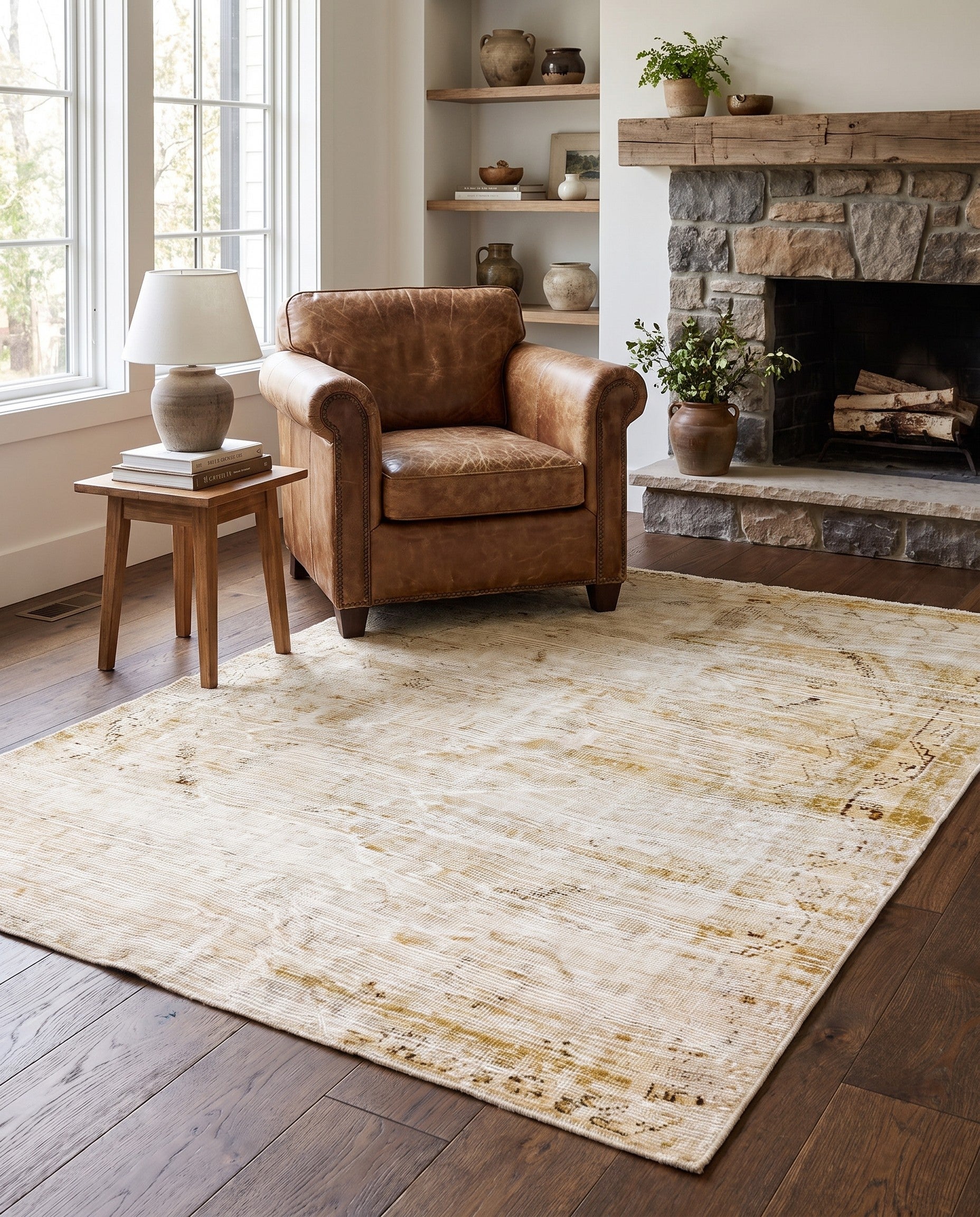 4' 8 x 6' 4 Hand Knotted Ultra Vintage Persian Wool Rug