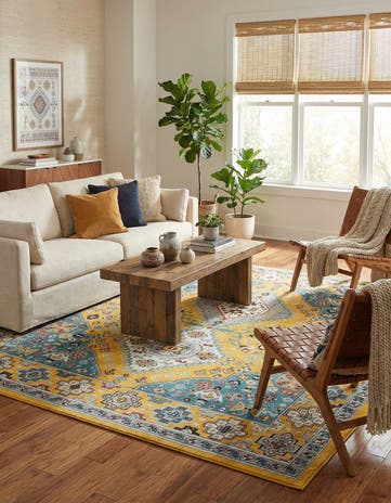 Yellow Gold Kamala Washable Square Rug