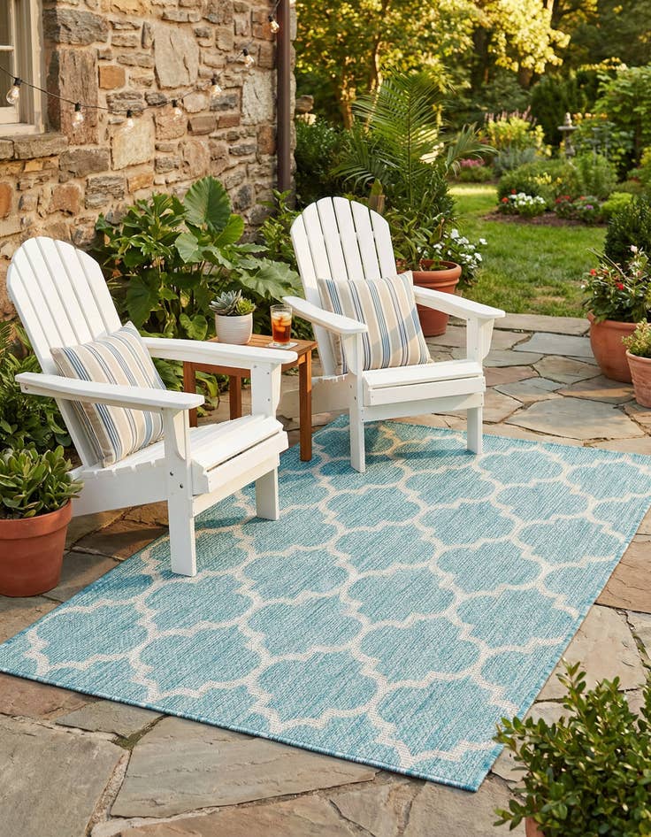 Detail image of 3' x 5' 3 Washable Lattice Indoor / Outdoor Rug