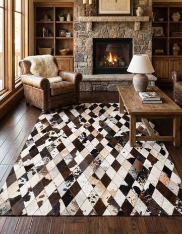 4' 9 x 6' 6 Cowhide Stocks Rug