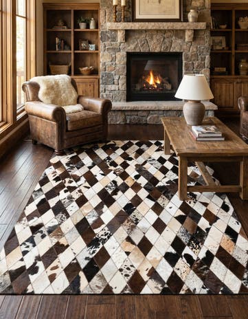 4' 9 x 6' 6 Cowhide Stocks Rug