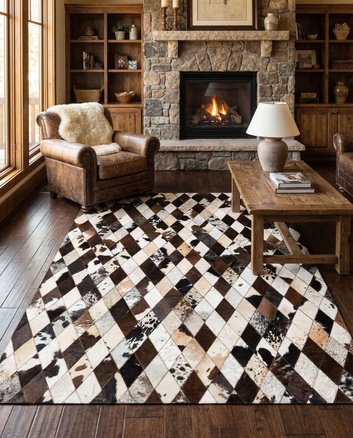 4' 9 x 6' 6 Cowhide Stocks Rug