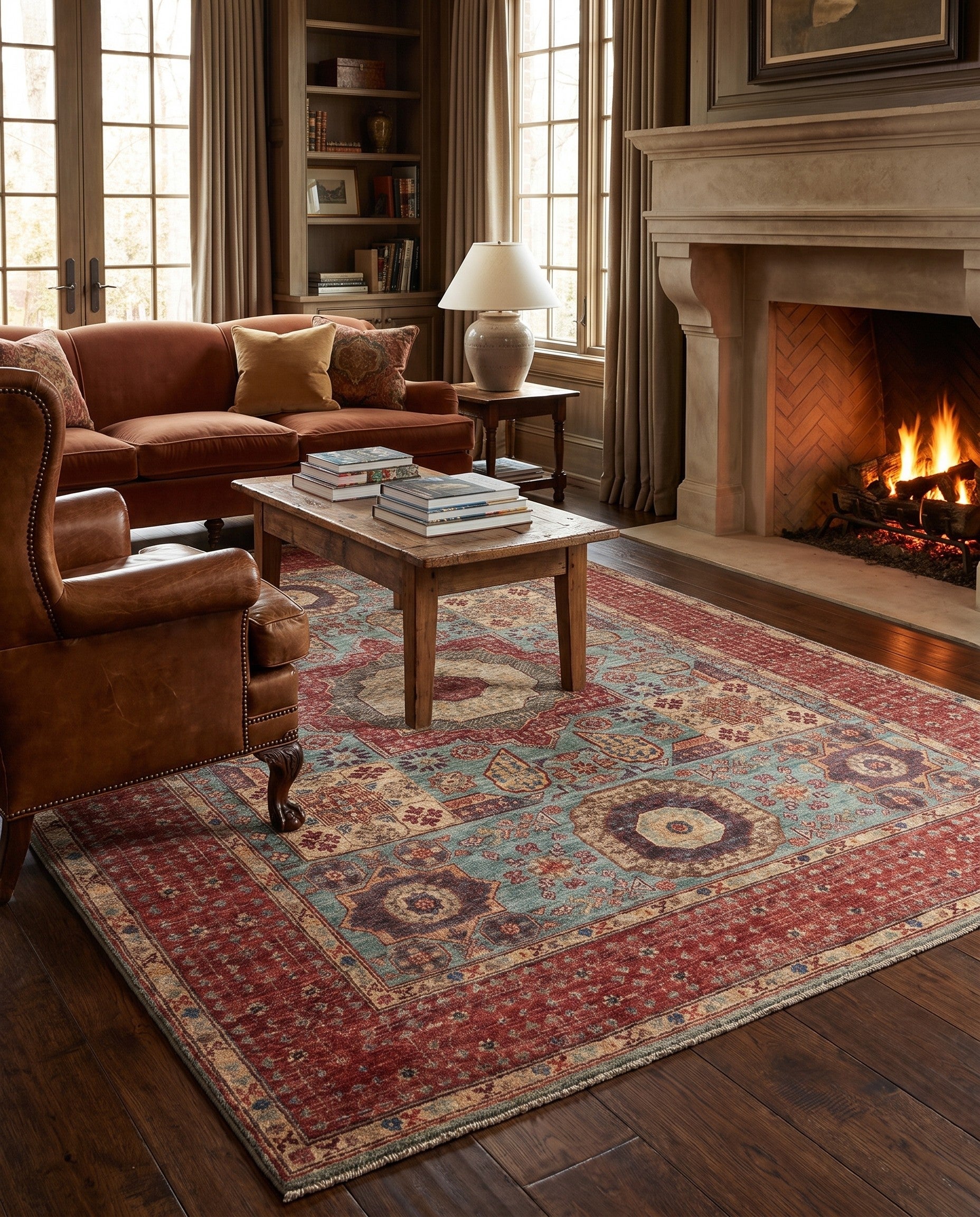 5' 1 x 6' 9 Hand Knotted Mamluk Ziegler Rug