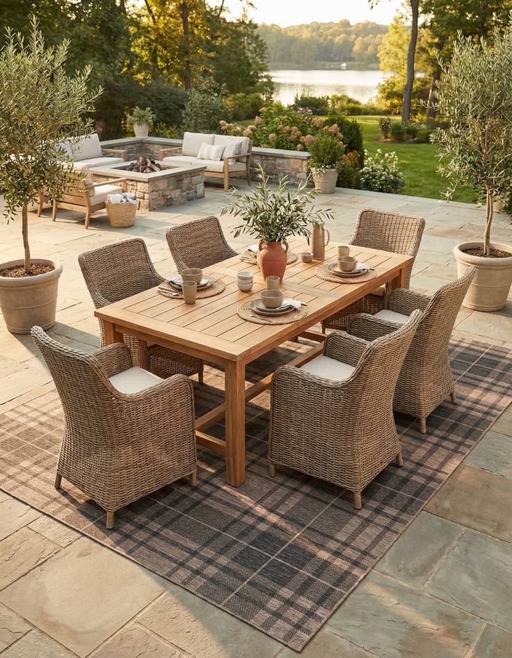 Detail image of 7' 10 x 11' Easy-Clean Checkered Indoor / Outdoor Rug