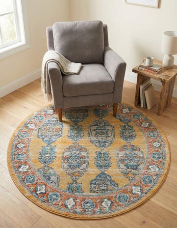 Yellow Lola Round Rug