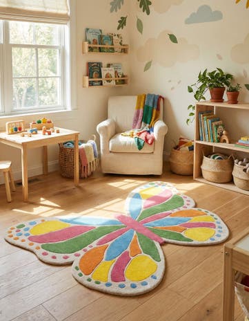 5' 5 x 8' Happy Rugs Butterfly Wool
