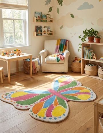 5' 5 x 8' Happy Rugs Butterfly Wool
