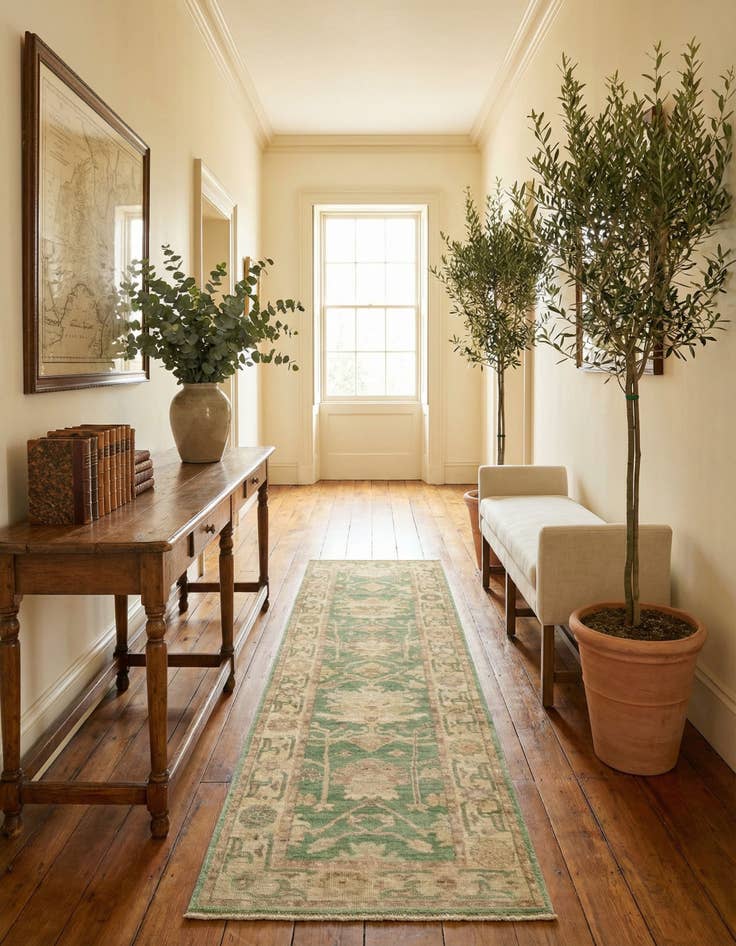 Detail image of 2' 9 x 9' 5 Hand Knotted Oushak Wool Runner Rug