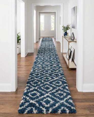  3' 3 x 16' 5 Lattice Shag Runner Rug