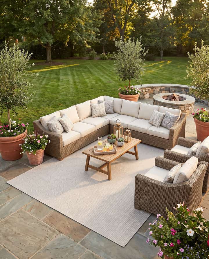 10' x 10' Easy-Clean Checkered Indoor / Outdoor Square Rug