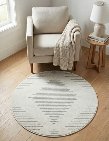 Ivory and Gray Kai Round Rug