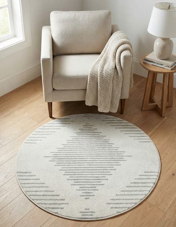 Ivory and Gray Kai Round Rug