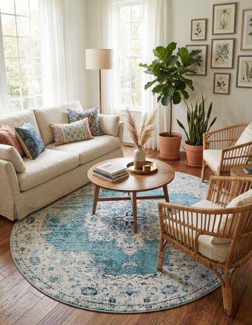 Turquoise Amulet Round Rug