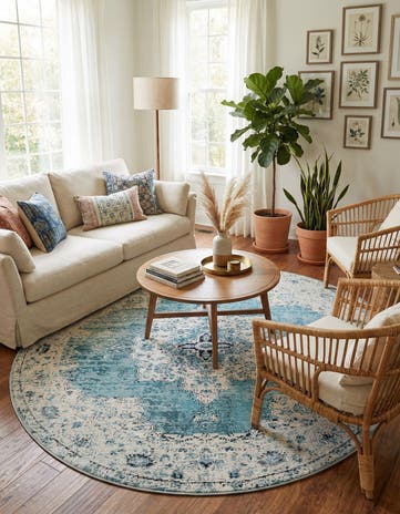 Turquoise Amulet Round Rug