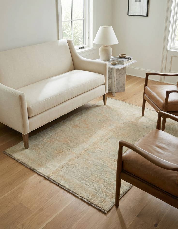 Detail image of 4' 2 x 5' 11 Hand Knotted Oushak Wool Rug