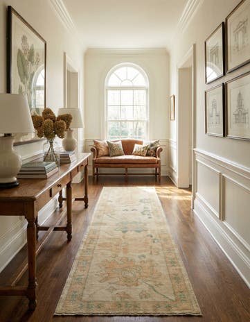 2' 9 x 9' 8 Hand Knotted Oushak Wool Runner Rug