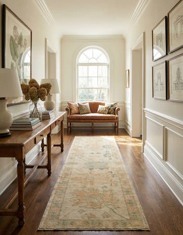 2' 9 x 9' 8 Hand Knotted Oushak Wool Runner Rug