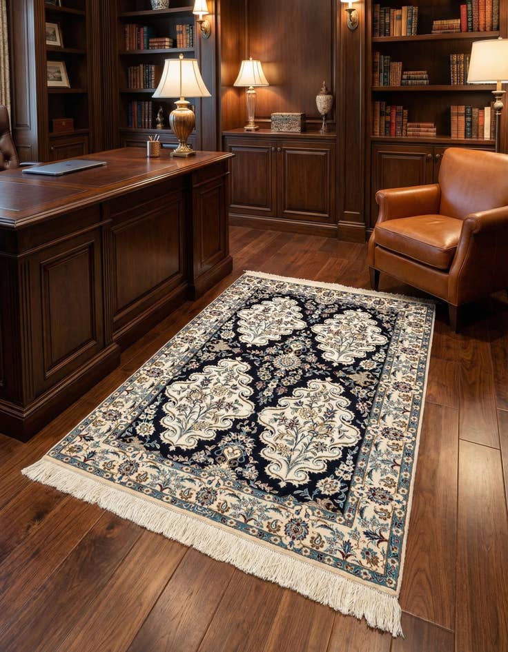 Detail image of 3' 5 x 4' 8 Hand Knotted Nain Rug