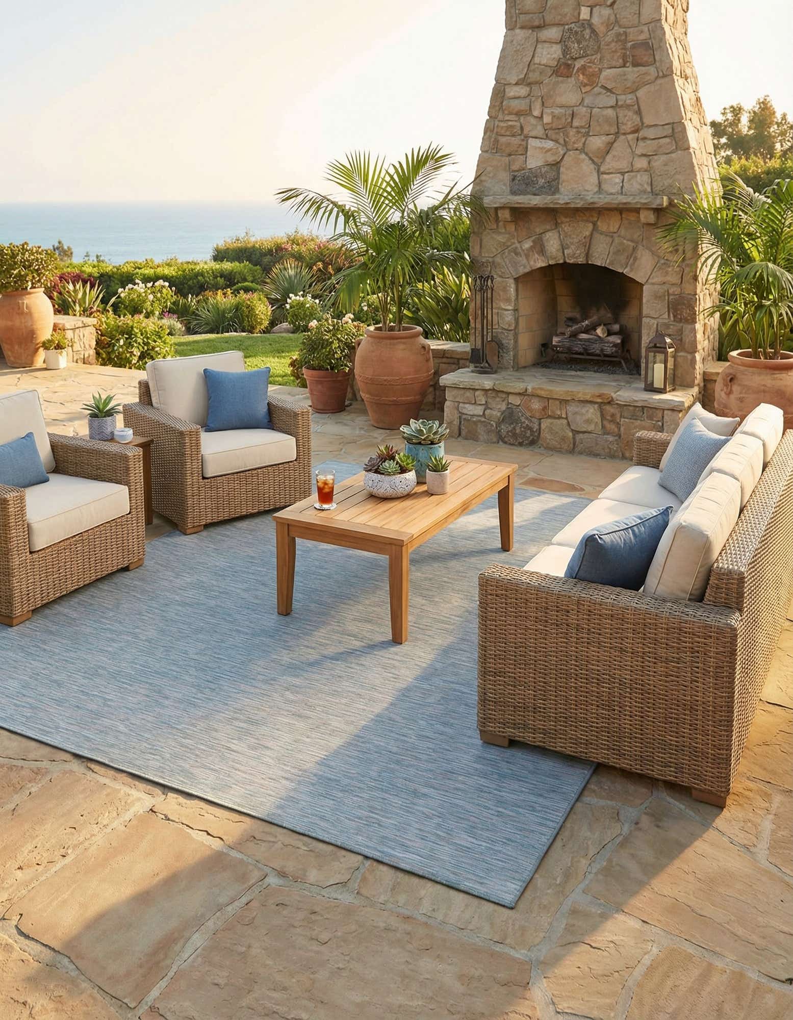 9' 4 x 12' Easy-Clean Solid Indoor / Outdoor Rug