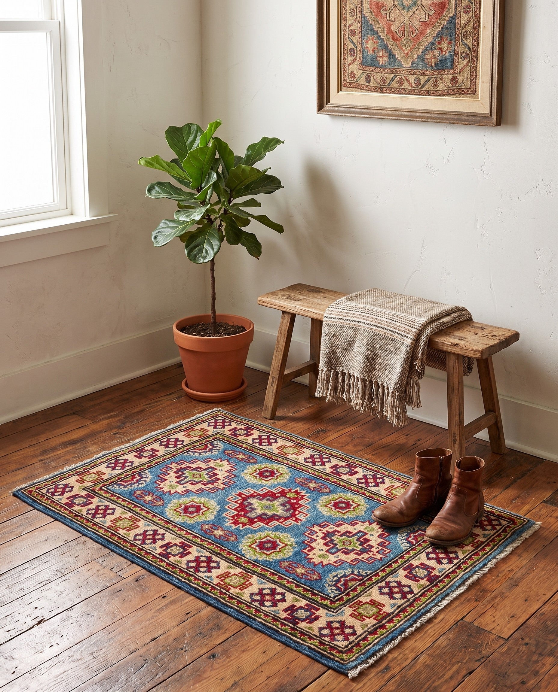 2' x 2' 11 Hand Knotted Kazak Rug