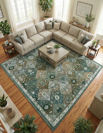 Green Madeline Square Rug