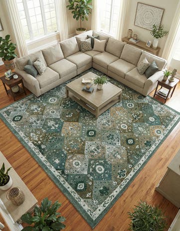 Green Madeline Square Rug