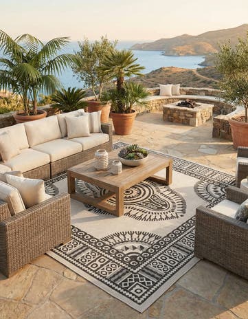 12' x 12' Easy-Clean Traditional Indoor / Outdoor Square Rug