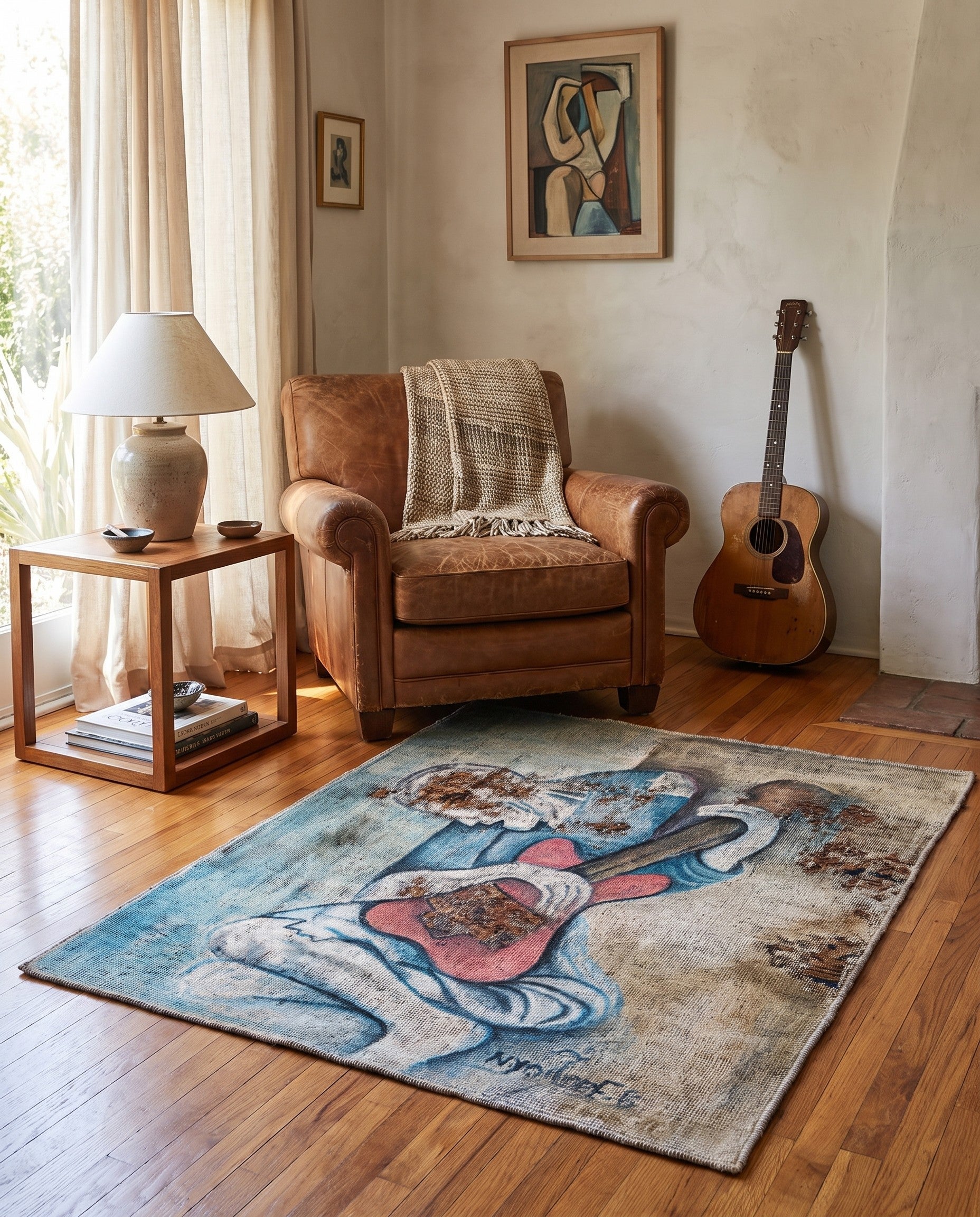 3' 4 x 4' Hand Knotted Ultra Vintage Persian Wool Rug