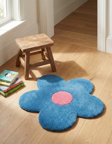 2' 2 x 2' 2 Happy Rugs Funky Flower Wool Round